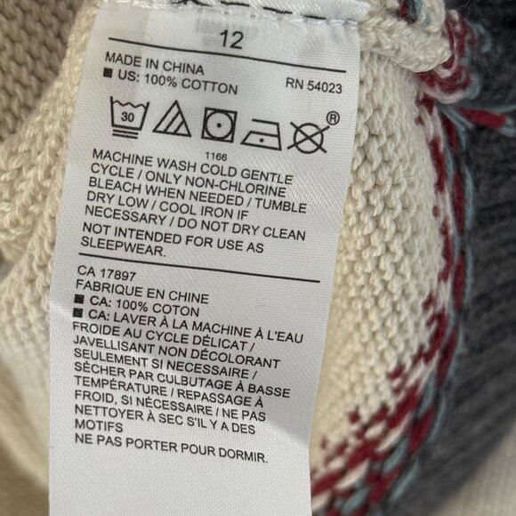 Janie & Jack Boys Fair Isle Crewneck Sweater Size 12 100% Cotton Gray & Cream - Picture 4 of 6